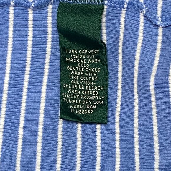 Lauren Ralph Lauren Double Ruffle VNeck 1/4 Button Tee Blue White 3X Long Sleeve - Picture 12 of 12